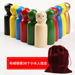 Ensemble de figurines en bois colorées, 38 pièces, pour enfants, dessin et peinture, âge 3 à 6 ans, design rond unisexe - Product Image 2