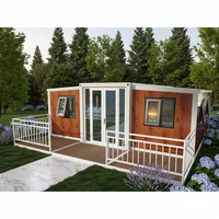 Maison conteneur extensible de 20 pieds ou 40 pieds entièrement meublée avec salle de bain, cuisine et espace de vie moderne pour villa