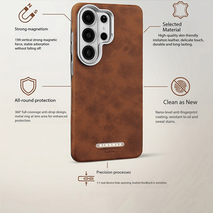 Coque de téléphone en cuir PU électroplaqué magnétique en gros pour Samsung S26 S23 S24 Ultra S25 Plus, compatible avec la charge sans fil et antichoc - Product Image 4