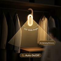 Lampe de chevet LED créative et moderne effaçable avec crochet en bois massif, détecteur de mouvement intelligent et lumière à message rechargeable