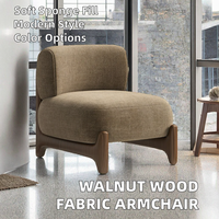 Fauteuil de salon ergonomique avec structure en bois de noyer massif et dossier incurvé ergonomique – Vente en gros directe usine pour salon et chambre
