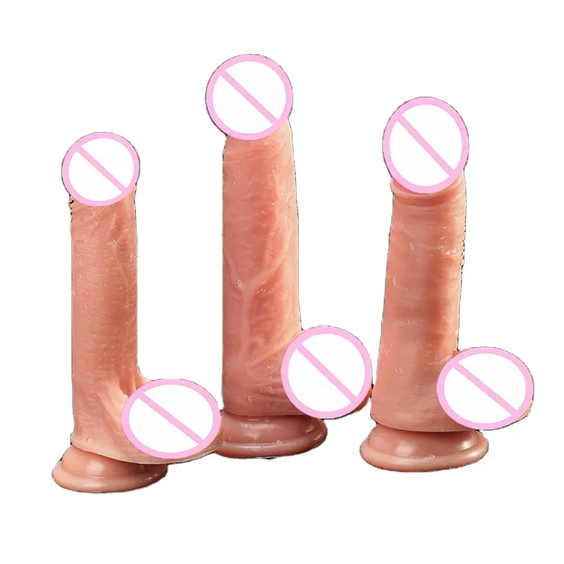 Pas cher prix peau sentiment réaliste pénis doux réaliste gode femme masturbateur Double couche Silicone ventouse gode Sex Toy