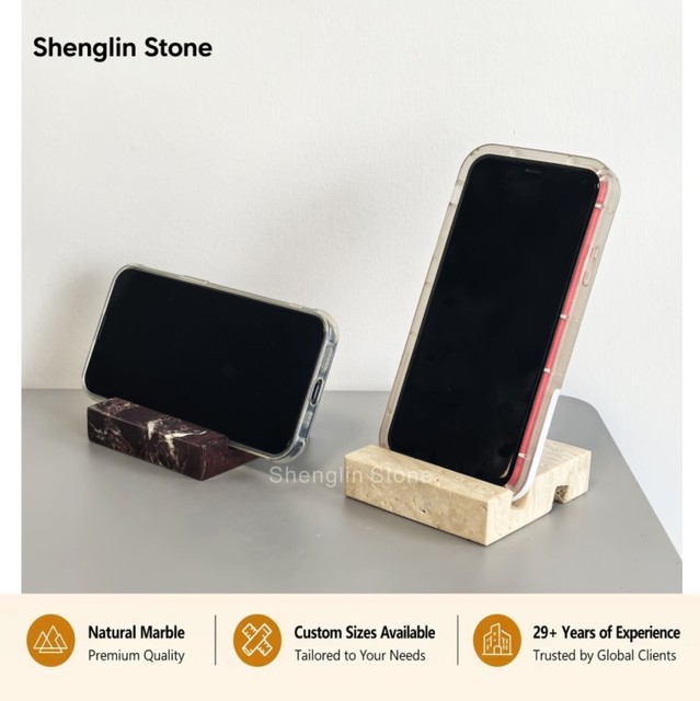 Factory Wholesale Custom Modern Portable Natural Marble Phone Stand Desktop Holder for Office Home Use