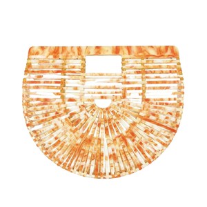 Women Acrylic Fan-Shaped <b>Clutch</b> Hollow Slatted Half Moon Hard Case Handbag for <b>Wedding</b> Cocktail Party - Product Image 1