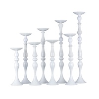 Centres de table de mariage hauts, porte-bougie doré, vase à fleurs, support à fleurs en métal blanc argenté pour décorations de tables de fête
