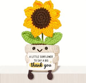 Regalos de Agradecimiento Hechos a Mano, Decoración de Girasol Positivo en Crochet, Lindo Regalo de Agradecimiento con Tarjeta Cálida para Amigos y Familiares - Product Image 1