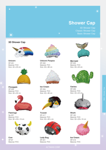 Impreso lindo helado nuevo reutilizable impermeable baño gorro de ducha para niños de China - Product Image 4