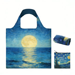 Bolsa de Compras Reutilizable con Asas de Cinta y Estampado de Girasoles, Personalizable, de Lona de Poliéster, Diseño Vibrante, para Mujer, para Viaje - Product Image 1