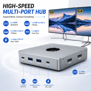 Docking Station 7-in-1 Thunderbolt 3/USB4 dengan Enclosure M.2 NVMe, HDMI 8K, USB 10Gbps, PD 100W, Maksimal 8TB - Product Image 4