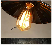 Lámpara Colgante LED Negra de Hierro Forjado Estilo Rústico Americano, Directo de Fábrica, para Restaurante, Cibercafé, Iluminación Comercial