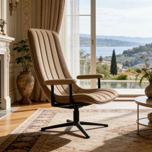 Silla de Oficina Ergonómica de Respaldo Alto, Altura Ajustable, Acolchada, Giratoria, Asiento de Trabajo, Tela Cómoda, <span class=keywords><strong>Sillones</strong></span> para Dormitorio - Product Image 2