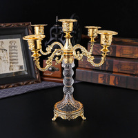Porte-bougies en métal électroplaqué de style nordique européen, accessoires romantiques pour dîner, décor de table vintage pour mariage