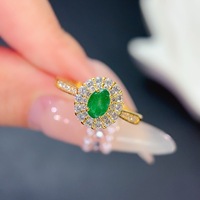 Wholesale Good Price 925 Sterling Silver Natural Emerald Women's Wedding Ring Engagement Anniversary