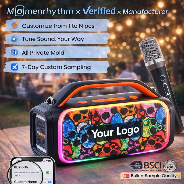 Party Portable  Speaker Outdoor Karaoke Rechargeable Deep Bass with Colorful Lights Promotional Gift Speaker