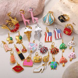 <b>Cross</b>-Border Trendy Personality Fashion Heart Waterproof Stainless Steel 18K Gold Plated Bamboo <b>Chain</b> DIY Pendant Unisex - Product Image 1