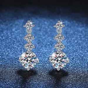 Fine Jewelry For Women Moissanite Earrings Bridal Lab Diamond Drop Earring 925 Sterling Silver