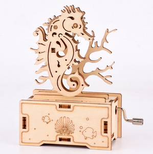 2024 nuovo arrivo puzzle 3D in <span class=keywords><strong>legno</strong></span> pesce palla a manovella Music Box assemblaggio giocattolo fai da te assemblato modello kit regalo - Product Image 4