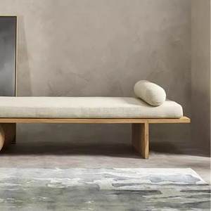 Minimalist Wooden Lounge <b>Bench</b> With Cushion Multi Function <b>Entryway</b> Bedroom Tea <b>Bench</b> Italian Style Design - Product Image 4