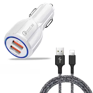 Hot fast usb c car charger dual usb port Phone 3.1A Cigarette Lighter Socket Fast car Charger for samsung for iphone