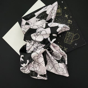 Marca de diseñador exquisita satén doble <span class=keywords><strong>C</strong></span> letra diadema, nueva cinta impresa Scrunchie Cola de Caballo diadema - Product Image 4