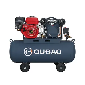 Compressor de alta pressão móvel 7hp 100 litros motor a gasolina de alta pressão com correia de ar