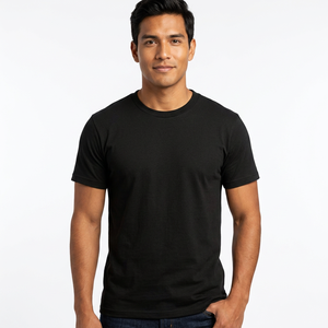Camiseta de Algodón Negra para Hombre, Cuello Redondo, Corte Regular, Estilo Casual - Product Image 1