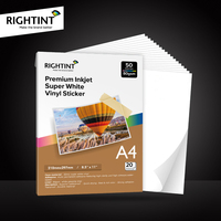 Papel Adhesivo Blanco Brillante de 50 Micras, Vinilo PET Autoadhesivo Acrílico Activado por Agua para Enmascarar