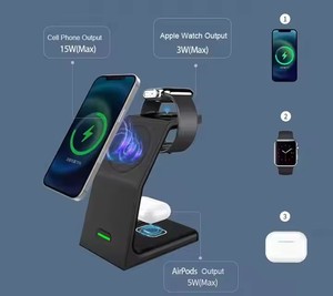 <span class=keywords><strong>Cargador</strong></span> Inalámbrico Magnético 3 en 1 con PD <span class=keywords><strong>de</strong></span> 15 <span class=keywords><strong>W</strong></span>, Soporte Vertical para Teléfono Móvil con Carga para Auriculares y Reloj Inteligente - Product Image 4