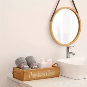 Boîte de rangement en bois pour cosmétiques de salle de bain, organisateur de 6 à 10 L, décoration de bureau avec poignée, taille personnalisable - Product Image 1