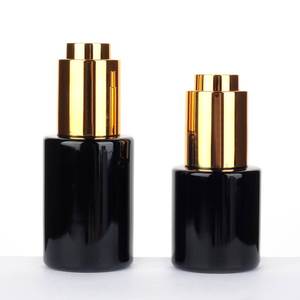 Flacon compte-gouttes en verre noir pour sérum ou huile à <span class=keywords><strong>barbe</strong></span>, avec bouton poussoir et compte-gouttes argenté, 20ml 30ml 2oz - Product Image 3