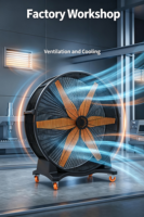 Ventilateur portable en plastique à prix réduit pour salle de sport et entrepôt avec un grand débit d'air CE