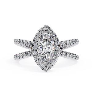 Bague de fiançailles en diamant de laboratoire Radiant pour femme, plaqué rhodium, or 10 carats, certifiée IGI, sertissage pavé, style glamour tendance, bijoux - Product Image 5