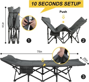 Lit <span class=keywords><strong>de</strong></span> camping pliable en métal portable pour adultes, tissu Oxford - Coussin et <span class=keywords><strong>oreiller</strong></span> inclus, <span class=keywords><strong>sac</strong></span> <span class=keywords><strong>de</strong></span> transport léger, support <span class=keywords><strong>de</strong></span> 450 livres - Product Image 5