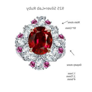 Anillo de Rubí Ovalado de 6 Quilates en Plata de Ley y Platino, Estilo Moderno, para Dropshipping - Product Image 6