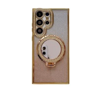 Nouvelle arrivée, étui en strass électro-plaqué brillant, support magnétique protecteur pour Samsung Galaxy S26 Ultra S25+ A57 A34