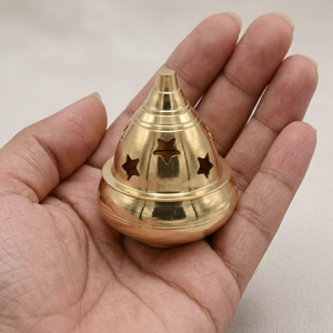 Brass Diya <b>Oil</b> <b>Lamp</b> with Dome Lid Star Cutout Design Traditional Deepak Pair for Home Temple Tabletop Decor Festival Lighting - Product Image 5