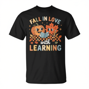 Camiseta de maestra con diseño de calabaza de otoño, enamórate del aprendizaje - Product Image 2