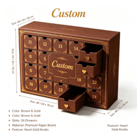 Boîte de calendrier de l'avent en chocolat personnalisée, boîte rigide en papier multi-tiroirs pour cadeau de Noël en chocolat
