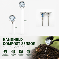 Capteur de température de compost portable PT100, thermomètre numérique à résistance thermique en acier inoxydable pour la surveillance agricole