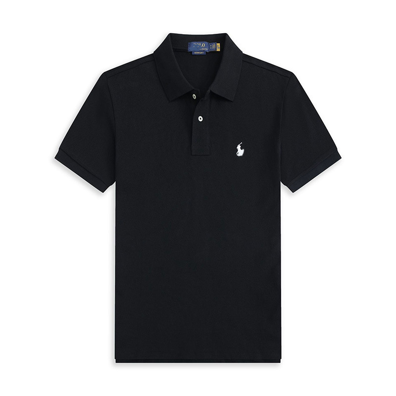 Polo manches courtes-étiquette blanche noire