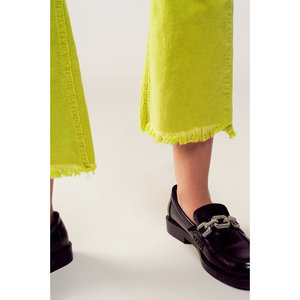 Pantaloni di velluto a coste svasati in verde Lime - Product Image 4