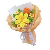Ramo de Flores de Ganchillo, Tulipanes Tejidos, Arreglo Floral, Regalo de Cumpleaños, Ramo de Tulipanes de Ganchillo, Regalo para Mamá, Flores de Ganchillo