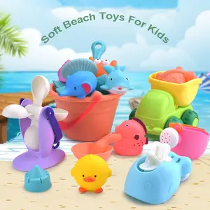 Funny Kids Soft Beach Toys Bucket Set Sand Toy Segurança Plastic Sandbox Beach Play Tools
