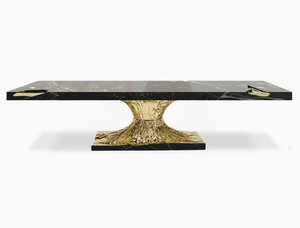 Juego de Comedor de Estilo Europeo de Lujo con Cubierta de Madera Premium y Patas de Metal Dorado para Apartamento, Banquete, Muebles para el Hogar - Product Image 2