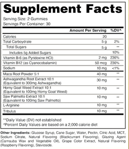 Complément alimentaire pour hommes, gommes à la maca et à l'ashwagandha, formule de gommes nutritives pour adultes, suppléments énergétiques pour hommes - Product Image 4