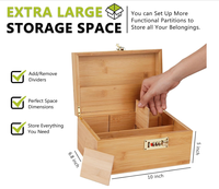 Boîte de rangement en bambou de grande taille de qualité supérieure avec serrure, organisateur décoratif en bois avec compartiment amovible pour cadeau