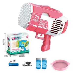 Pistolet à bulles électrique <span class=keywords><strong>73</strong></span> trous automatique, mitrailleuse à bulles, jouets pour enfants et batterie rechargeable, pistolet à bulles Bazooka - Product Image 2