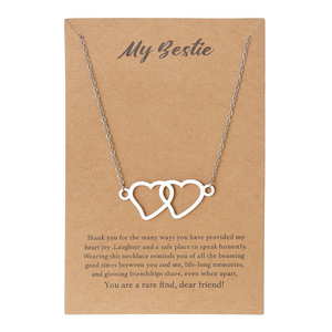 Stainless Steel <b>Double</b> Heart Pendant <b>Necklace</b> Women Fashion Clavicle Chain Best Friend Gift Anniversary Jewelry - Product Image 5