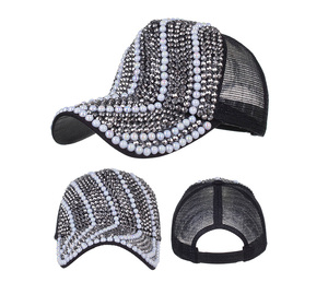 Casquette de baseball pour femme tendance avec perles et strass, chapeau brillant avec diamants, personnalité féminine, décoration en perles, casquette <span class=keywords><strong>snapback</strong></span>, gorras - Product Image 4