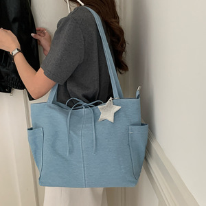 Denim Star <b>Canvas</b> Tote <b>Bag</b> Blue <b>Large</b> Capacity Shoulder <b>Bag</b> For Women Everyday Use Spring 2026 - Product Image 1